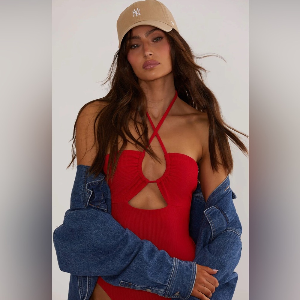 Beach Riot Phoenix Halter One-Piece Swimsuit; Color: Red; Size: Large - Picture 2 of 16